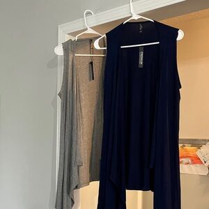 Navy and Gray Sleeveless Cardigans
